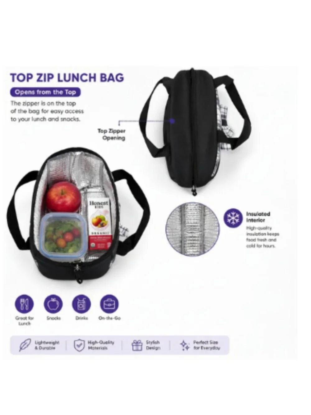 Kuromi 5Pc Backpack Set Plaid School Bag Lunch Bag Pencil Case Plush NWT
